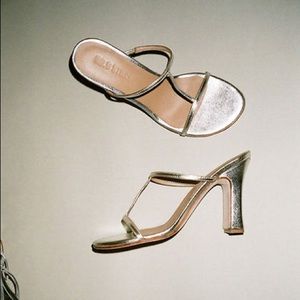 No.6 silver Alexandra T strap heels